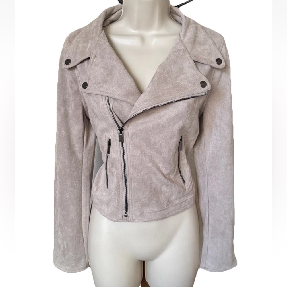 Shinestar Women's Suede Moto Jacket - Light Gray
